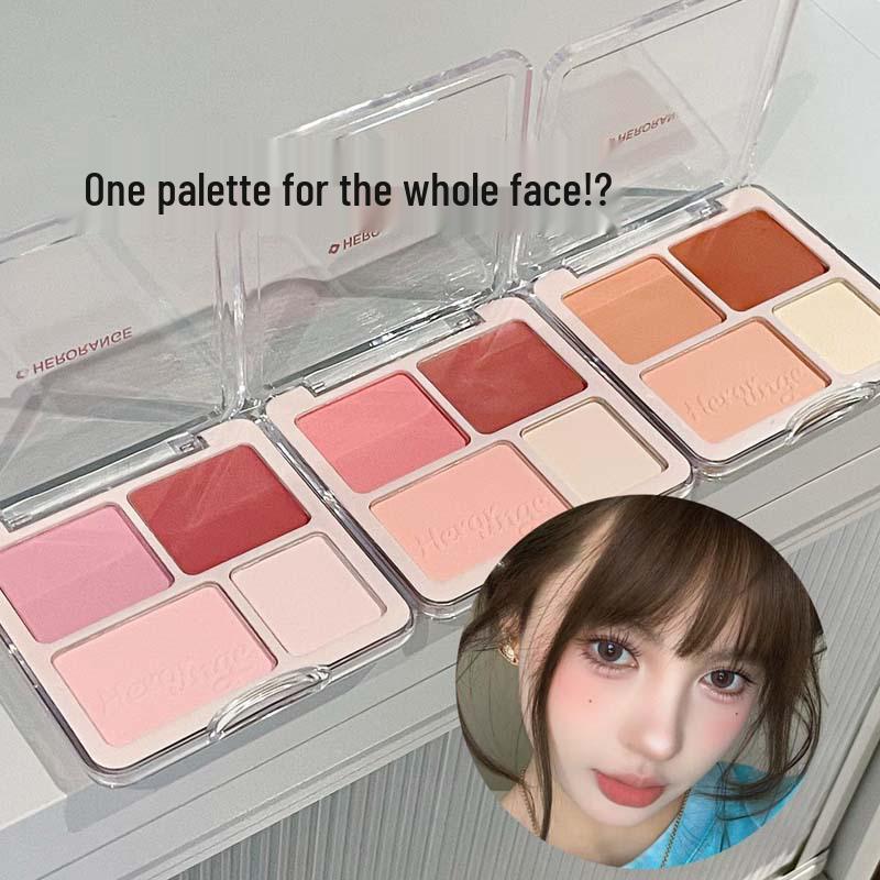 HERORANGE Heart-to-Heart Blush & Highlighter Palette - Natural Face Brightening & Contour.