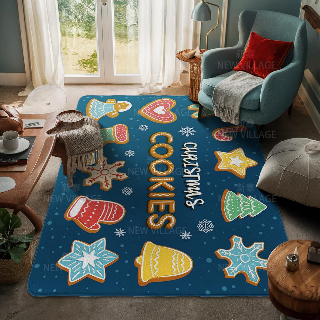House Entrance Carpet Home Door Mat Living Room Bath Foot Bathroom Non-slip Water Absorption Rugs Bath Merry Christmas Winter