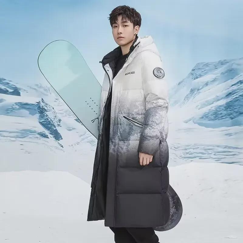 Men's Mid-Length Down Jacket - Winter 2024, High-End, Thickened, Water-Resistant, Windproof, Extreme Cold Protection, Trendy Warmth.