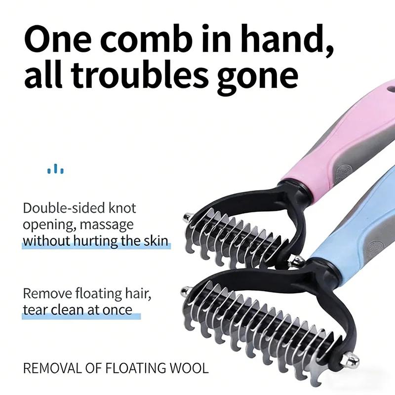 Dog Deshedding Brush Professional Pet Hair Knot Remover Non-slip Handle Grooming Tool for All Breeds Home & Salon Use