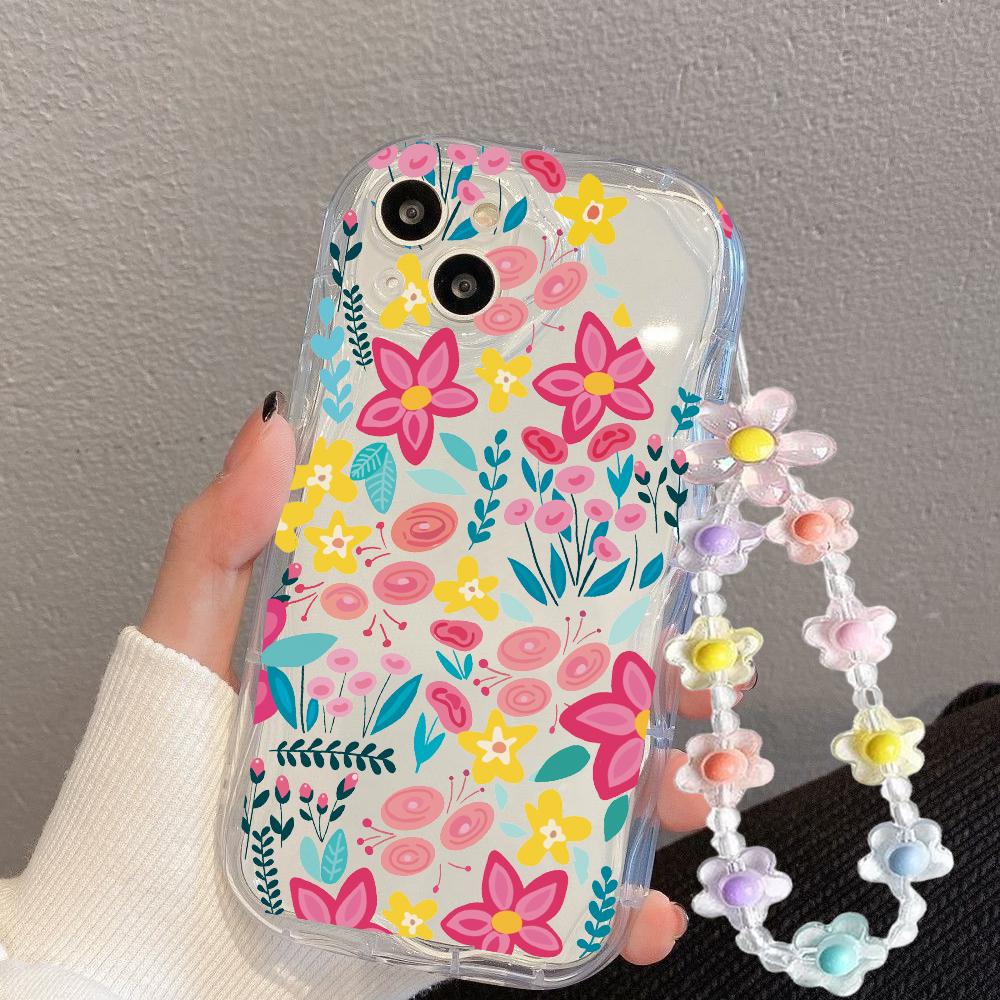 Fashion Flower Leaf With Lanyard Case For Samsung Galaxy A17 A16 A36 A26 A56 A55 A35 A25 A15 A07 A06 A32 A50S A51 M16 Soft Cover