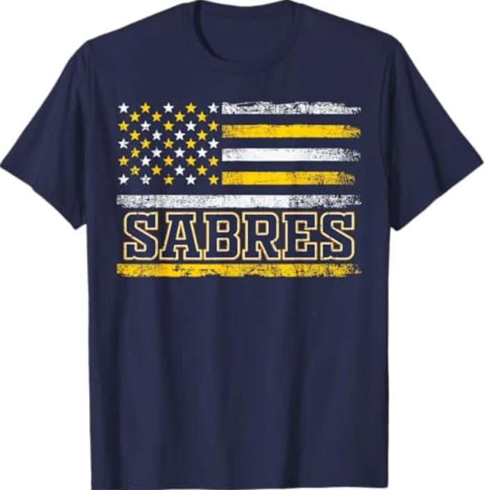 Vintage Sabres US Flag Retro T- Shirt 4XL