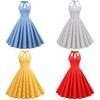 Vintage Polka Dot Cotton Blend Sleeveless Dress With Tie Waist For Casual And Party Wear