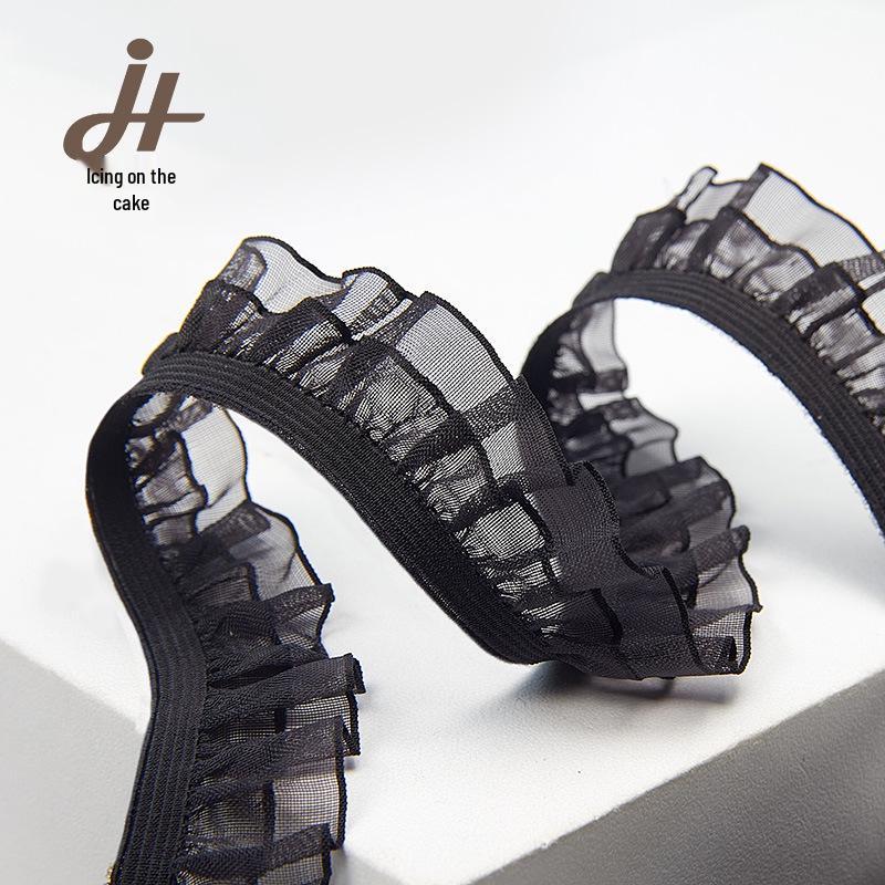 Elastic Mesh Lace Trim for DIY Decoration - Ruffle Edge Pleated Design