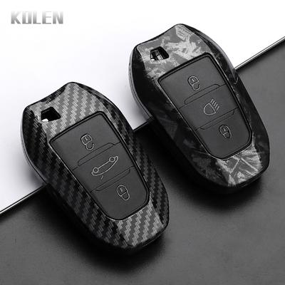 ABS Koolstofvezel Stijl Auto Sleutelhoes Cover Voor Peugeot 207 208 3008 206 308 508 2008 407 5008 301 Voor Citroen C3 C4 C5 Berlingo