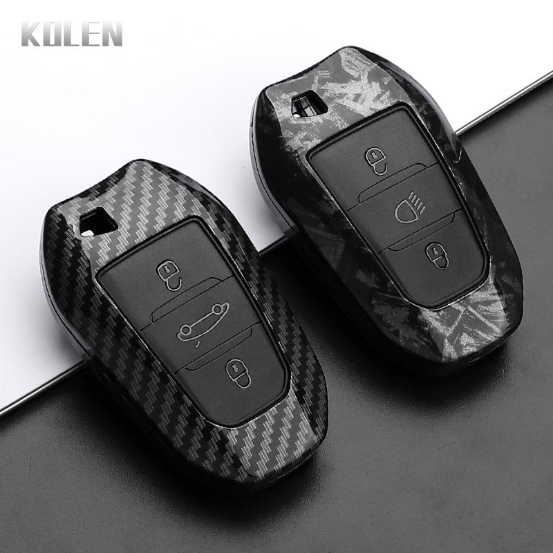 Abs Carbon Fiber Style Car Key Case Cover For Peugeot 207 208 3008 206 308 508 2008 407 5008 301 For Citroen C3 C4 C5 Berlingo