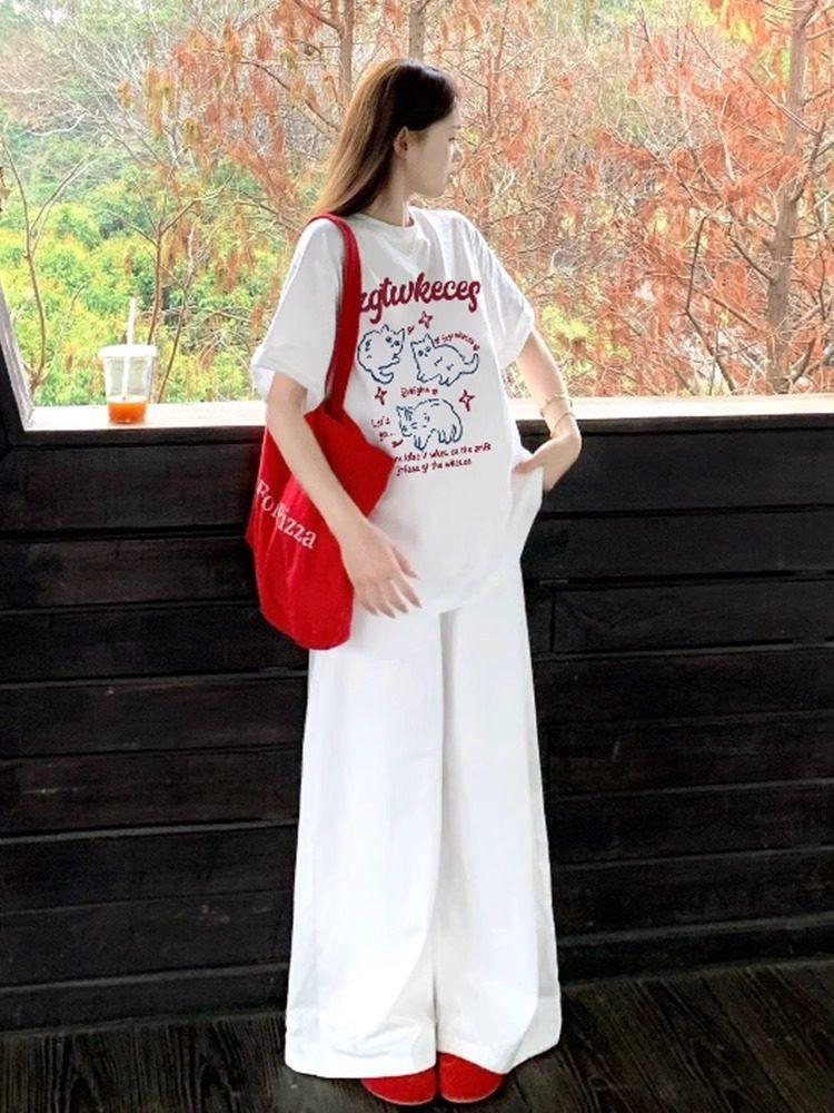 2026 Summer American Retro Plus Size Women's Casual Printed Short Sleeve T-shirt