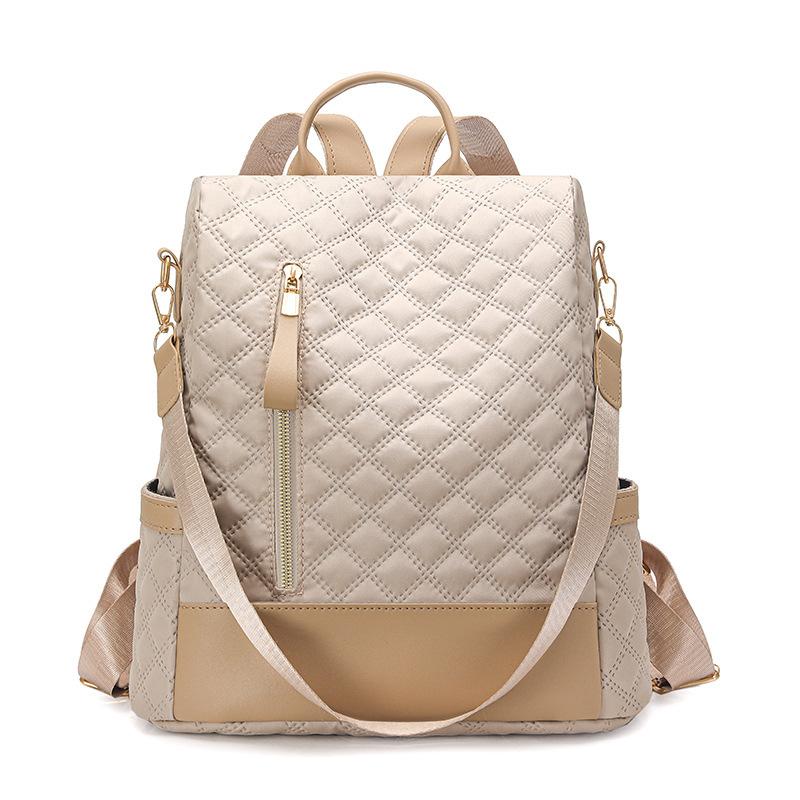 

Large-capacity Diamond-shaped Women s Backpack, Schoolbag, Double-shoulder Bag, Women s Bag бежевий