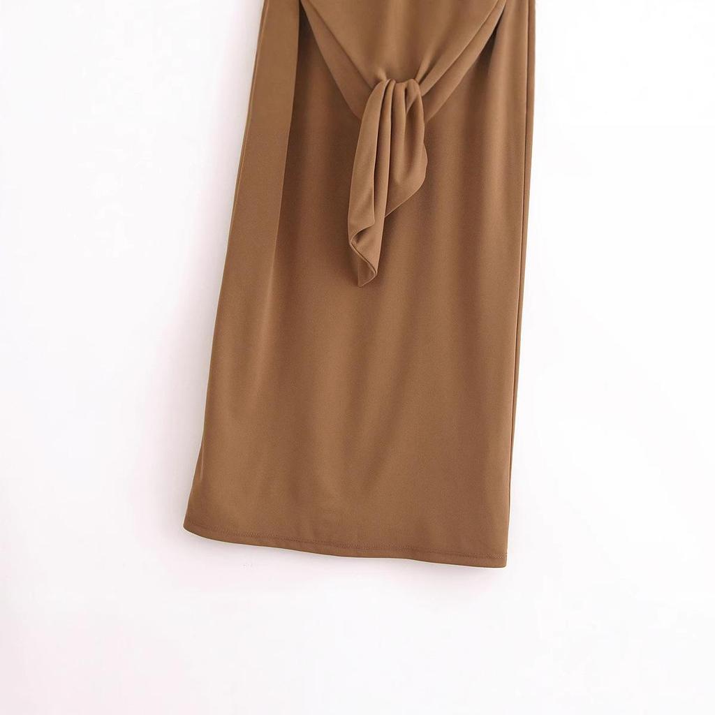 2024 Fall Women's Sleeveless Bow Midi Dress - European & American Style