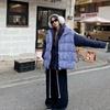 Premium blau karierte Daunen-Baumwollweste für Damen, Winter, verdickt, Oberbekleidung, Brot-Baumwolljacke, Top