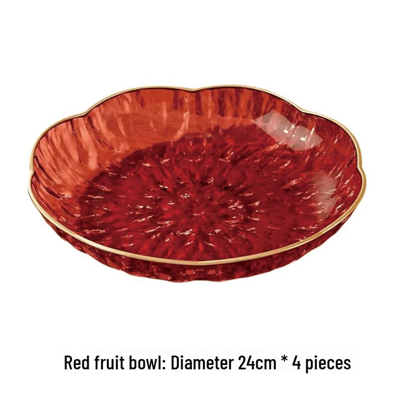 Festive Red Plastic Fruit & Candy Dish Set (4-Pack)