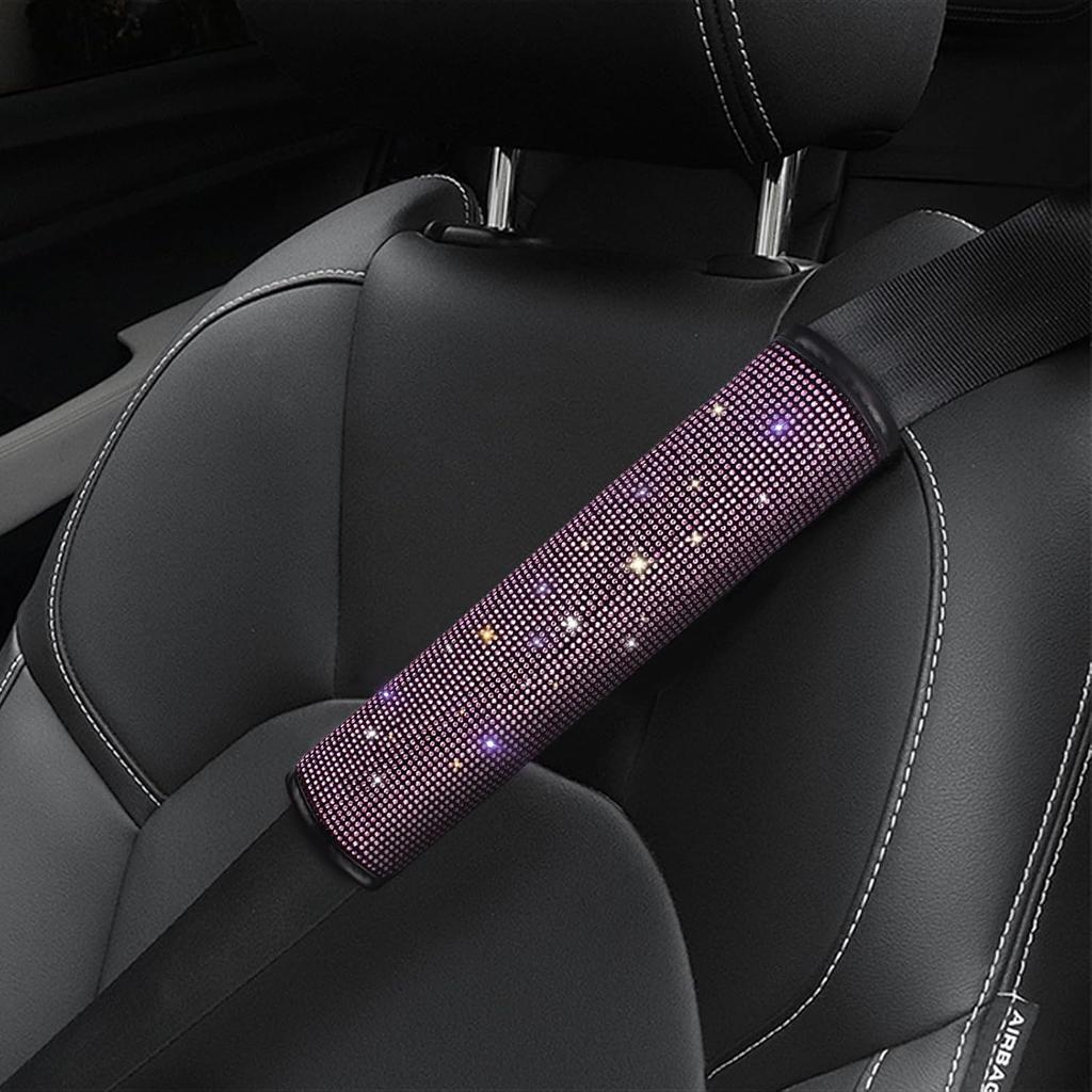 Surpassme 2PC Bling Car Seatbelt Covers, Rhtone Car Seat Belt Covers/Pads With Crystal For Releasing Shoulder/Neck Pressure Car Accessorizes For Car,