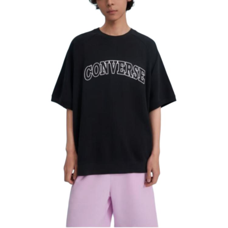 Converse Retro Chuck T Shirts Men's Black Crew Neck Moderate Straight Fit 10026428-A01