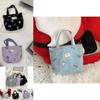 Adorable Purple Butterfly Embroidered Handheld Bag Trendy Cotton Linen Lunch Tote For Everyday Use And Stylish Outfits