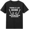 Fishing Is Like Boobs Funny Fishing Fisherman Mens T Shirt Dad Joke Humor Tee Black