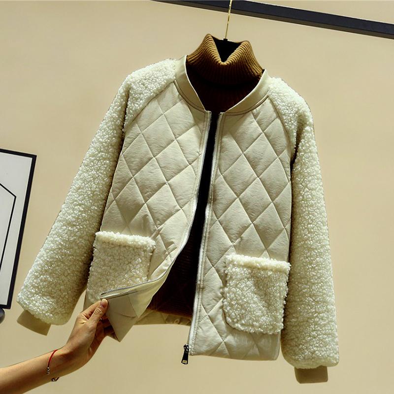 Coat Women's Short Loose Lambswool Down Stand Collar Fashion Jacket