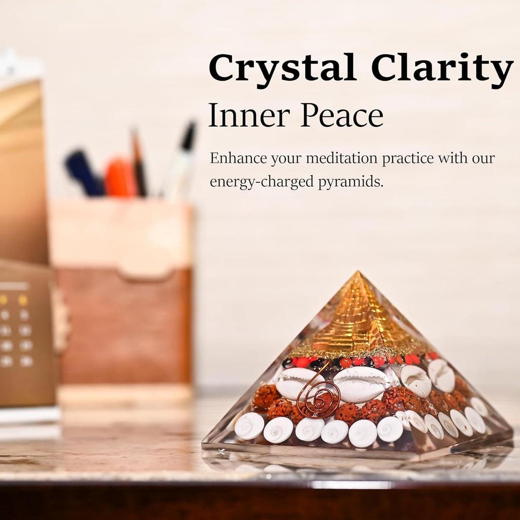 Shree Yantra Pyramid (90mm) – Original Gomti Chakra Vastu Item for Home & Office | Laxmi Pyramid for Positive Energy
