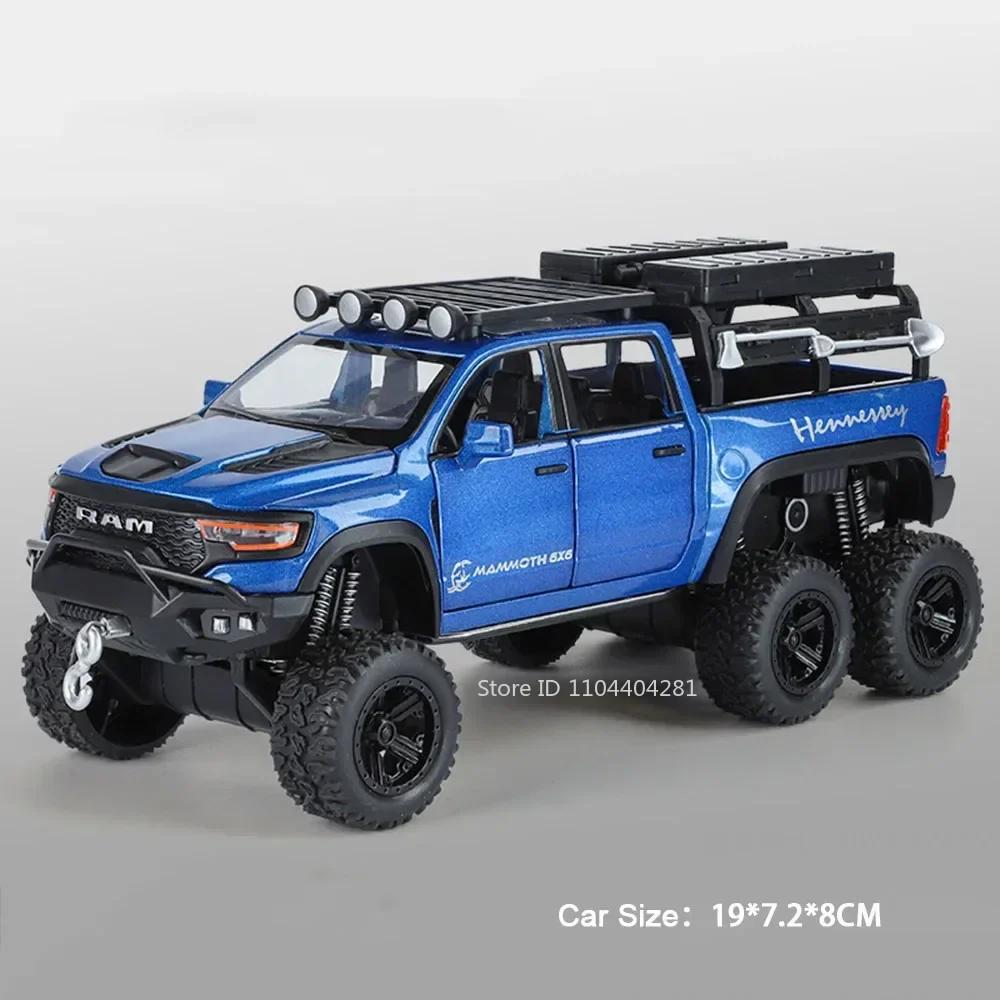 1:32 Mammoth RAM Alloy Miniature Model Diecast Pickup Toys with Sound Light Pull Back Doors Opened Metal Vehice for Boy Toy Gift