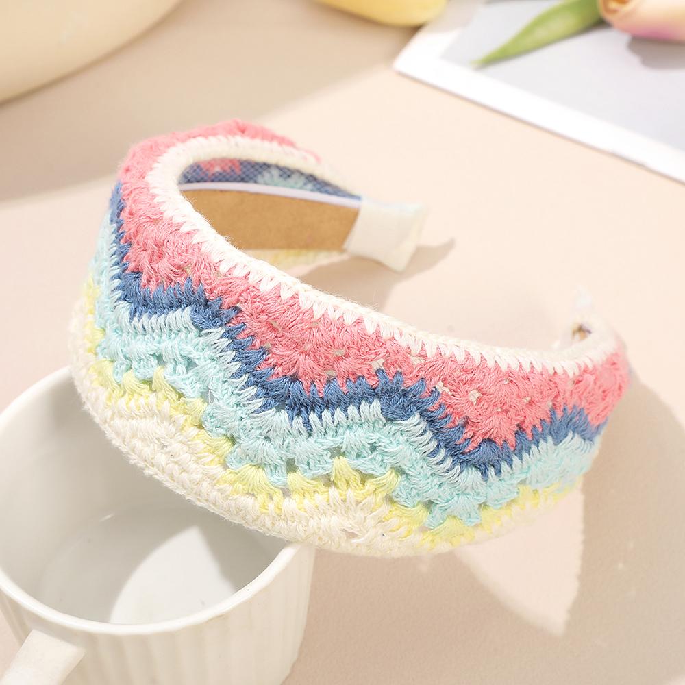 Nouveau bandeau à fleurs tricoté large Style ethnique Bandeaux pour femmes Accessoires pour cheveux Bandeaux