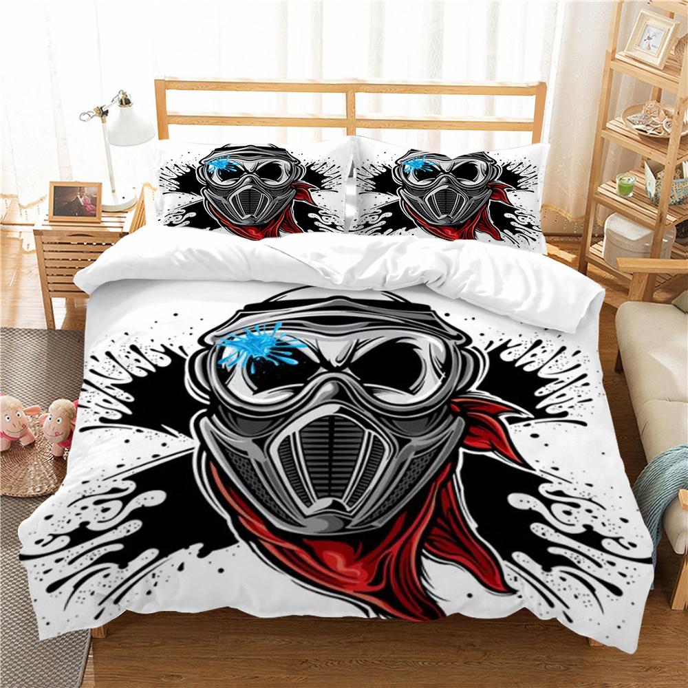 Bettbezug-Set, 3D-Skelettdruck, Bettbezug, modische Mikrofaser, Heimtextilien, für Jungen, Teenager, Einzelbett, Doppelbett