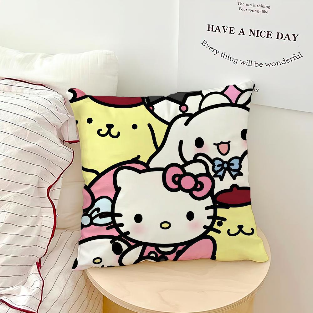 Cute Cartoon Family PPochacco KKuromi Sro Soft Pillowcase Sofa Home Living Room Bedside Decor Pillow Cover Gift Party Hogar