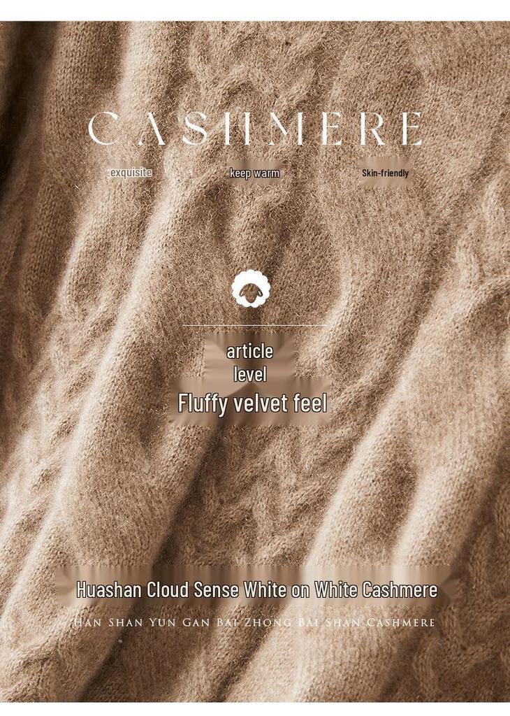 Women's High Neck Cable Knit Cashmere Sweater - Cozy, Loose Pullover for Autumn & Winter