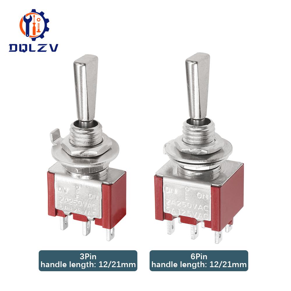 SH T80-T Series Flat Handle 6.35mm Panel Mount Mini Toggle Switch For RC Model Remote Controlller