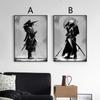 Black and White Japan Samurai Portrait Wall Art Canvas Painting Japanese Warriors Wall Mural Canvas Posters for Living Room Bedroom No Frame