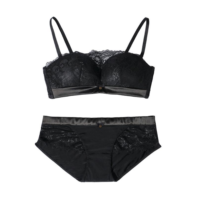 French Style No-wire Suit Sexy Lace Small Chest Push-up Bra Underwear Bra Comfortable Breathable Tube Top