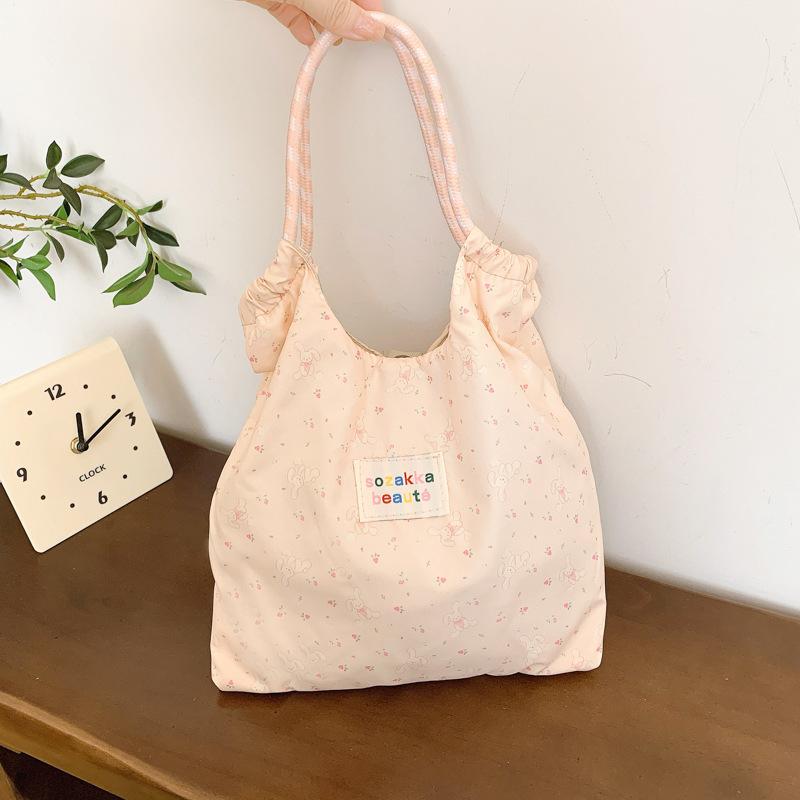 Cute soft girl student large-capacity shoulder bag female little fresh girl printed portable shopping bag