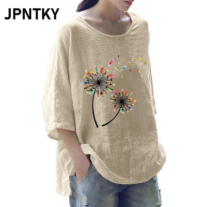 JPNTKY Women's Fashion Casual Solid Color Print Long Sleeve O-Neck Blouses & Shirts