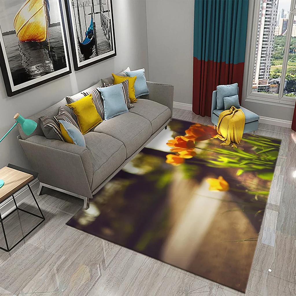 3D Flowers In The Morning Light Carpet for Kids Play Crawling Mat Boys Girl Bedroom Bedside Decor Floor Rug Living Room Carpet