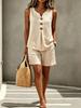Spring & Summer Women's V-neck Sleeveless Tank Top & Shorts Two-piece Set
