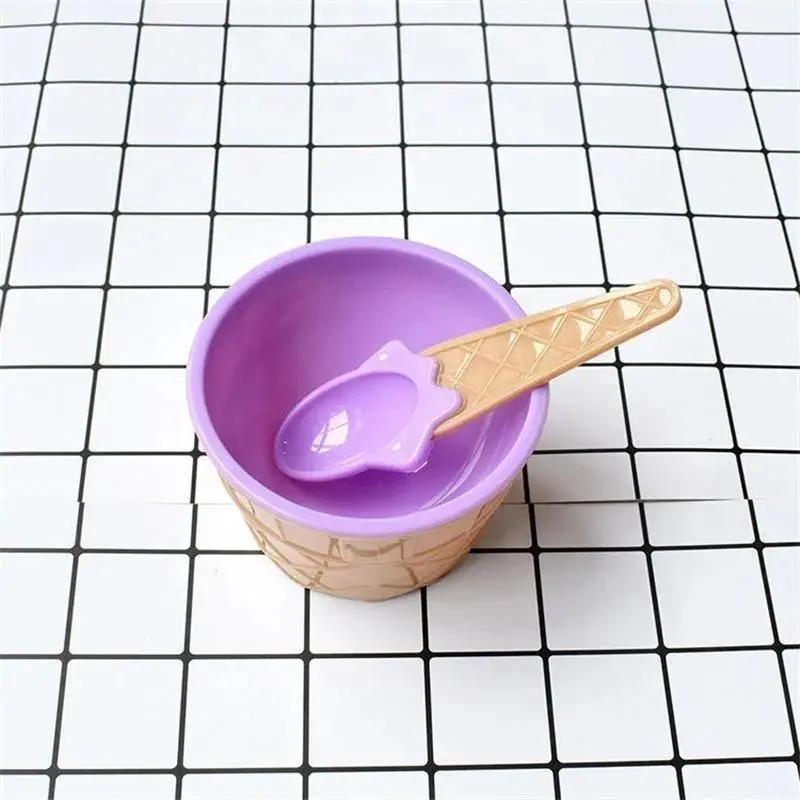 1 Pcs Ice Cream Bowl Set Double Layer Plastic Cup Creative Mixing Bowl Ice Cream Cone Shape DIY Ice Cream Tools