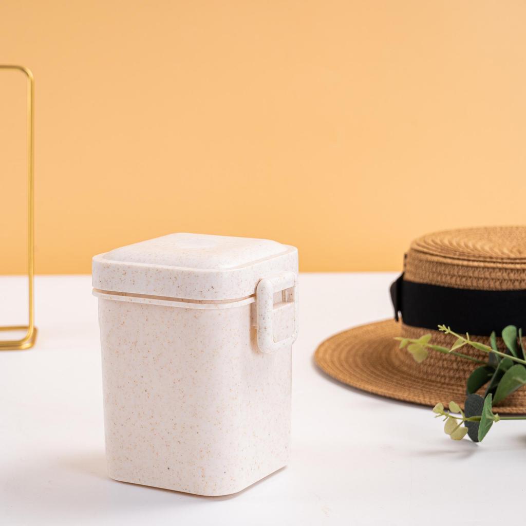 Microwavable Japanese-Style Wheat Straw Lunch Box Set with Compartments for Students and Office Workers