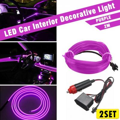 2Set 12V Purple Strip LED Flexible Light Waterproof Truck Car Boat W/ Power Cont