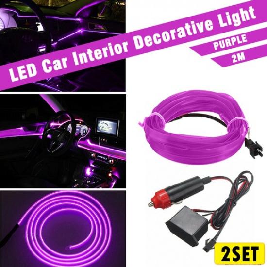 

2Set 12V Purple Strip LED Flexible Light Waterproof Truck Car Boat W/ Power Cont