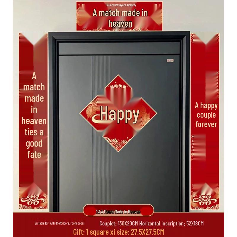 Joyful Wedding Couplets & Double Happiness Stickers for Groom s Gate
