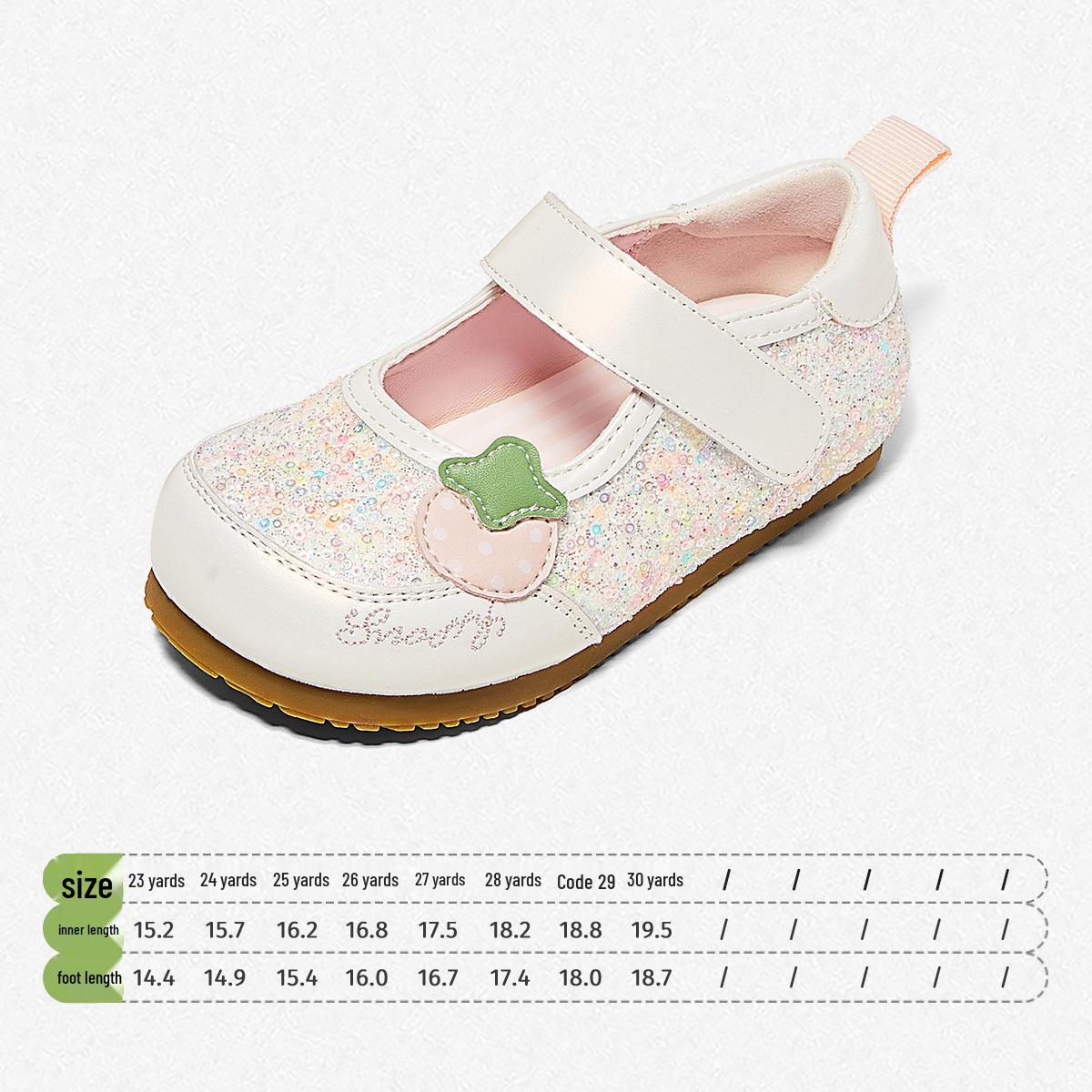 

Snuffy Girls Toddler Leather Shoes - Spring 2026 Collection, Non-Slip Soft Sole for Little Princesses. Size 26
