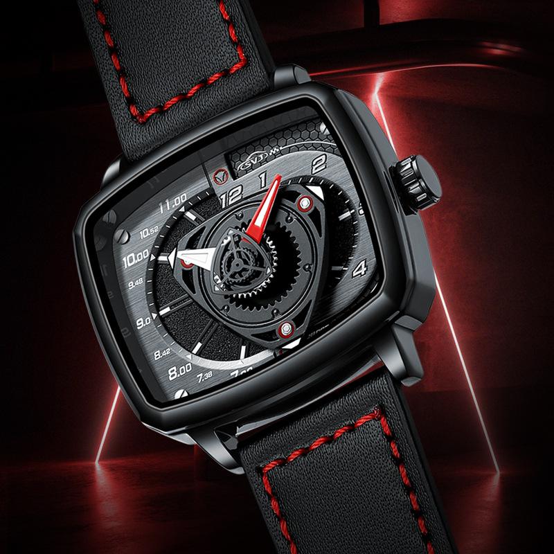 Męski zegarek SVJ Rotor Hub Engine Wysokiej jakości autentyczny kuty zegarek retro z wydrążonym kwadratem