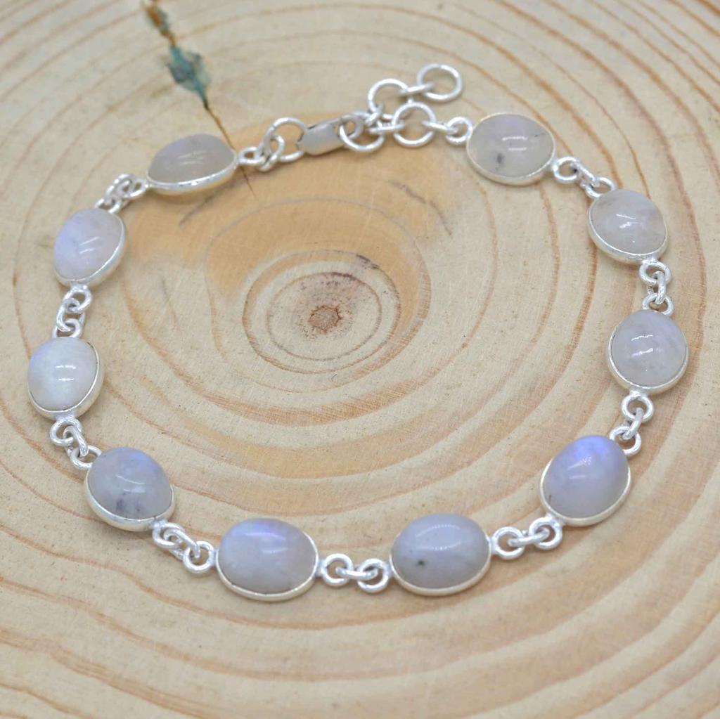 Mondstein-Armband aus 925er-Sterlingsilber, Juni-Geburtsstein-Armband, Geschenk für ihre Mutter, Jahrestagsgeschenk