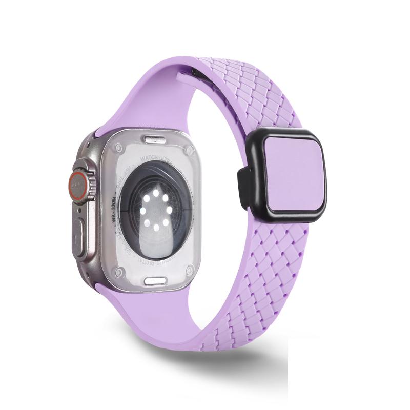 

Watch Band For Apple Watch Series 10 42mm/9 8 7 41mm/SE (2023) SE (2022) SE 6 5 4 40mm/3 2 1 38mm Woven Texture Silicone Strap Lavender