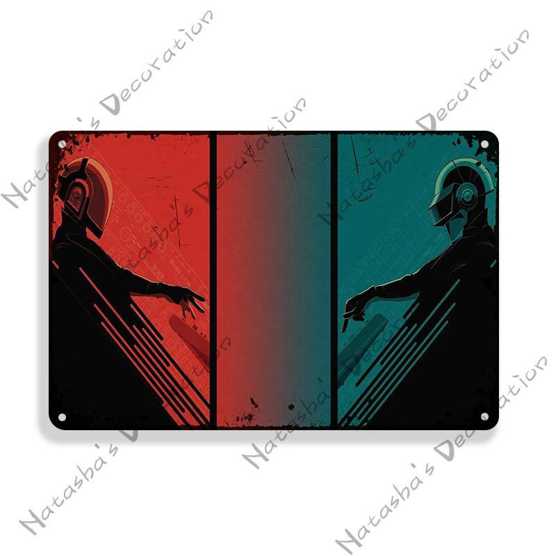 Daft Punk Vintage Poster Rock Music Metal Sign Retro Poster Metal Plaque Pub Bar Club Bedroom Decorative Plate Music Wall Decor