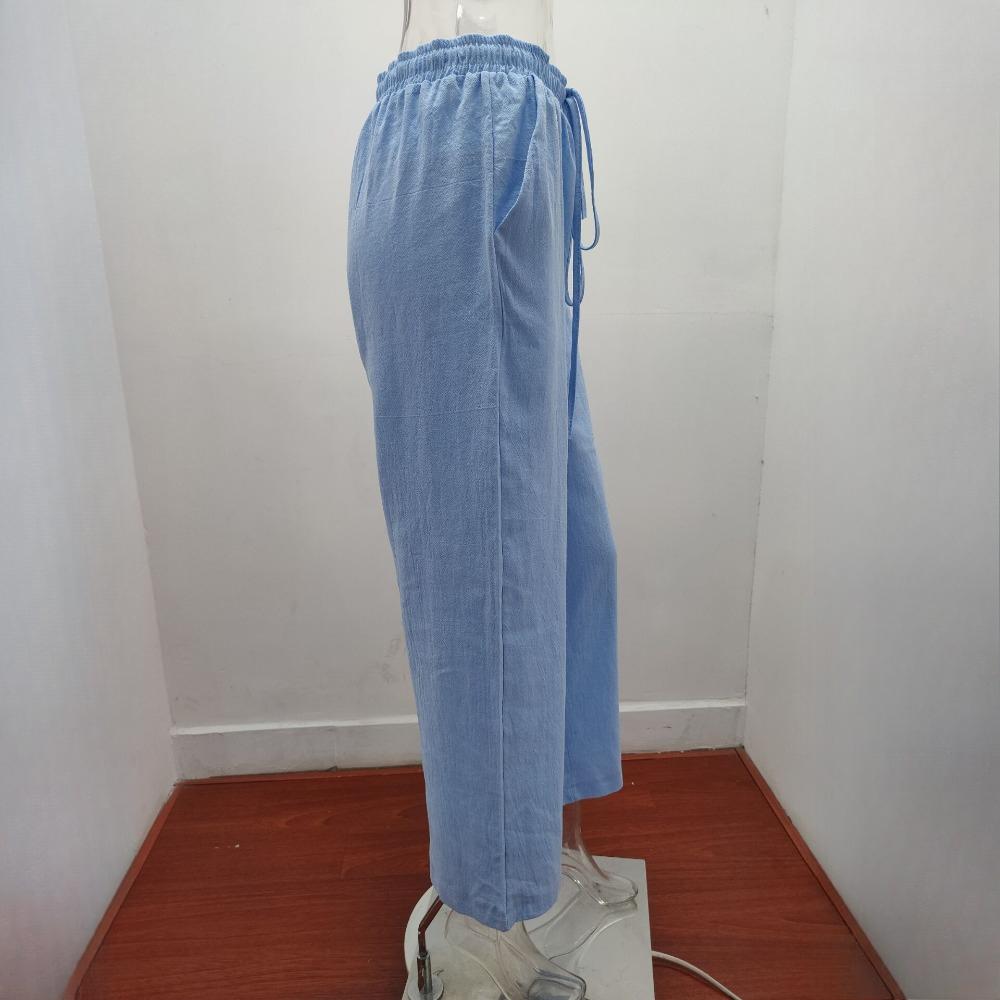 GMXIA Women's Big Size Loose Cotton Linen Casual Trousers