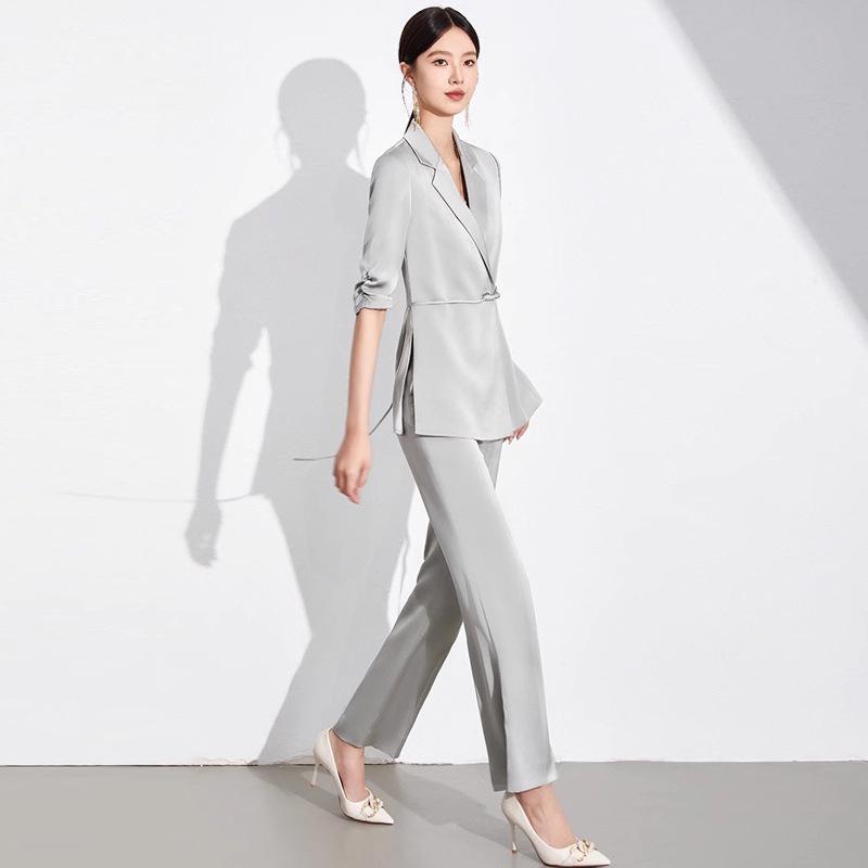 Spring/Summer New Seven-Sleeve Lightweight Professional Suit with Trousers - New Chinese Style Formal Wear