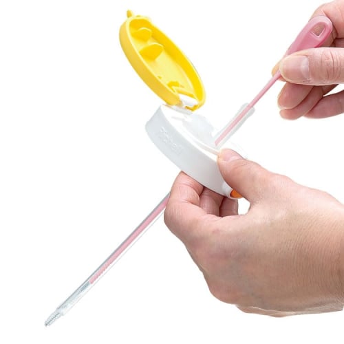 Mameita Straw Brush, Set of 3, 24.8cm Long, Cleaning Brush, Cleaner, Long Type, Ultra-Fine Nylon, Flexible, White, Pink, Made in Japan