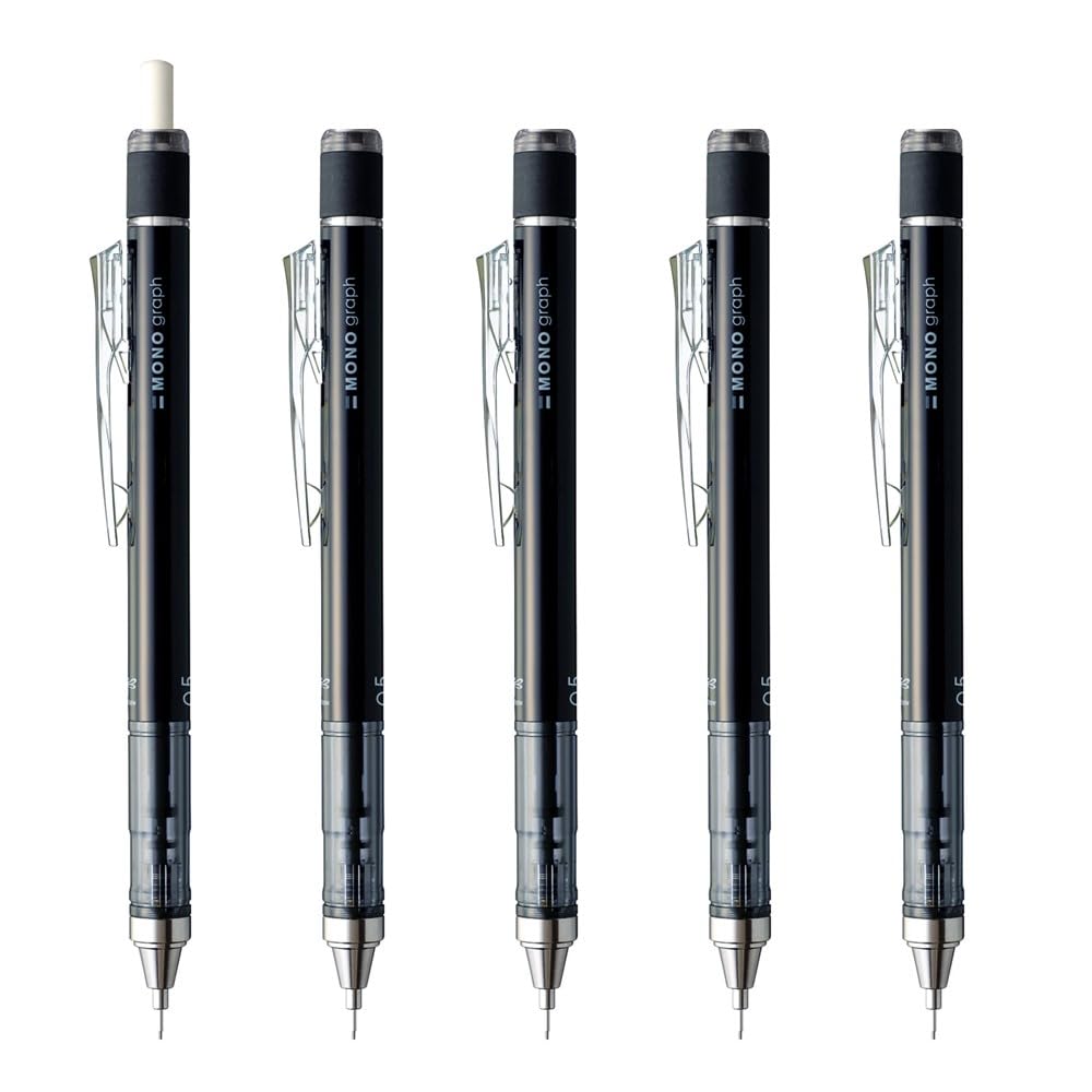 Tombow MONO Monograph Mechanical 5 Pencil, 0.5mm, Black, Pencils, DPA-132B-5P