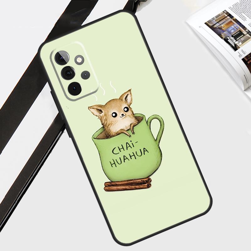 Chihuahua Face Floral Dog Case For Samsung Galaxy A12 A22 A32 A52 A56 A36 A26 A16 A06 A54 A34 A14 A13 A53 A15 A35 A55