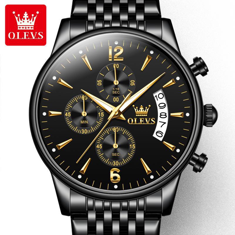 OLEVS Men's Watches Waterproof Luminous Sport Watch Chronograph Multifunction Business Fashion Gold Men's Quartz Watch