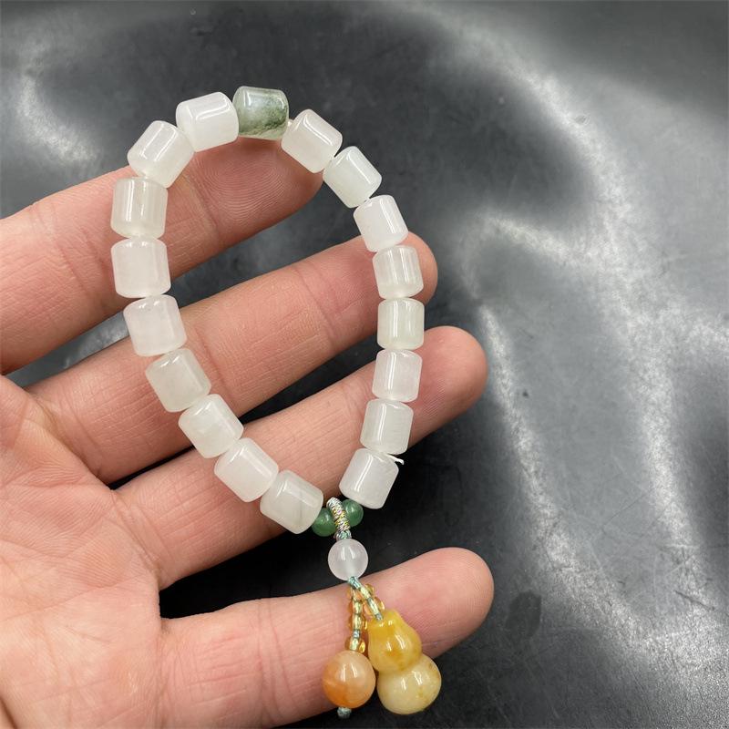Elegant Jade Blue Sky  Green Mountain Bead Bracelet: Exquisite Women s Round Bead Design
